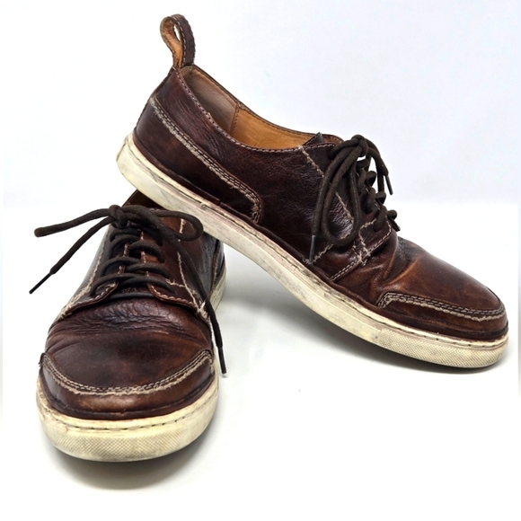 BED STU LACE UP FASHION SNEAKERS SHOES BROWN TANNED LEATHER MEN 10.5 MENSWEAR - Picture 1 of 16